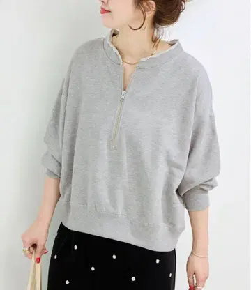 새상품 B.C STOCK 워셔블 쭈리 하프 지퍼 풀오버 그레이