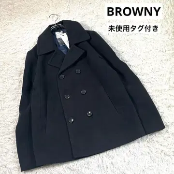 미사용 택 포함 BROWNY 블랙 더블 브레스트 피 코트 M