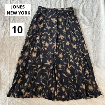 JONES NEW YORK [ 10 ] 꽃무늬 플레어 롱 스커트 블랙
