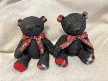 BellaVista 데님 테디베어 봉제 인형 페어