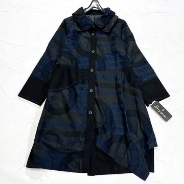 택 포함 제니 가르송 롱 코트 변형 서클 패턴 이소재 절개 F