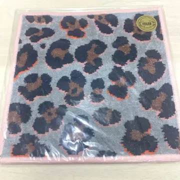 새상품 FEILER 페이러 라브러리 손수건 레오파드 테두리 핑크 레어