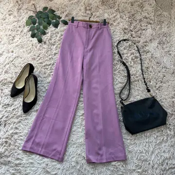 6645 헤더 와이드 플레어 팬츠 [ S ] 퍼플/센터 프레스/슬랙스