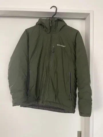 mont-bell 후드 부착 다운 자켓 카키, 그린 S 사이즈