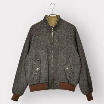 브라운 트위드 헤링본 점퍼