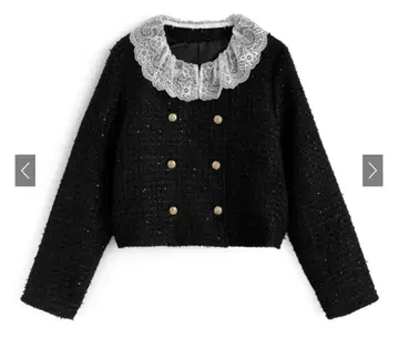 2Way 레이스 더블 버튼 트위드 자켓