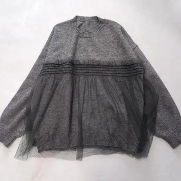 La-gemme 라지엠 튤 포함 도킹 니트 그레이 프리 사이즈