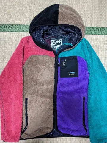 X-girl 컬러풀 플리스 후드티