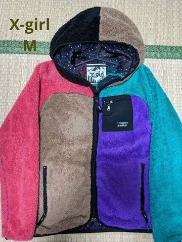 X-girl 컬러풀 플리스 후드티