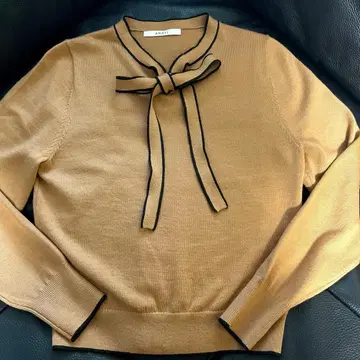 ANAYI 글리터 라인 보우 풀오버 36 브라운