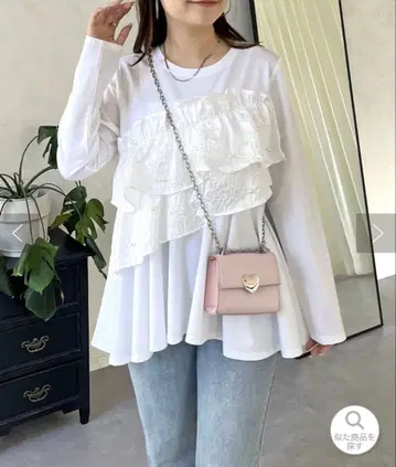 prose verse 펄 프릴 개더 페플럼 롱 T 화이트