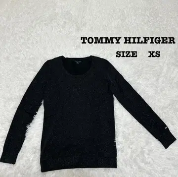 TOMMY HILFIGER 라메 믹스 니트 XS 블랙 타이트[229]