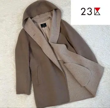 23구 후드 부착 롱 코트 브라운 사이즈 40