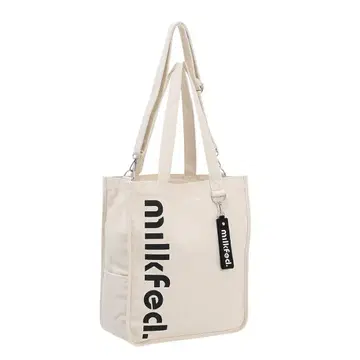 밀크페도 ROUND LOGO 2WAY 토트백 화이트 화이트 컬러