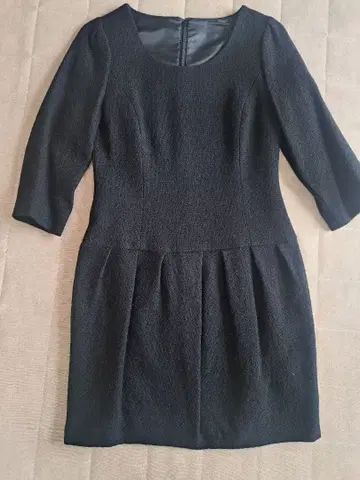 새상품급 LAISSE PASSE 무릎 기장 원피스 7부 소매 36 블랙