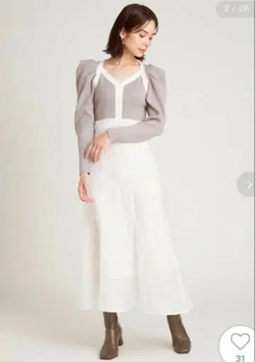 자카드 스커트 도킹 니트 원피스/SNIDEL