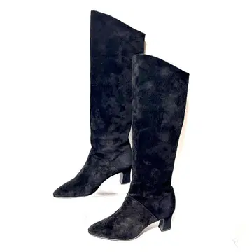 새상품급 스웨이드 롱 부츠 니하이 부츠 블랙 3E 22.5cm