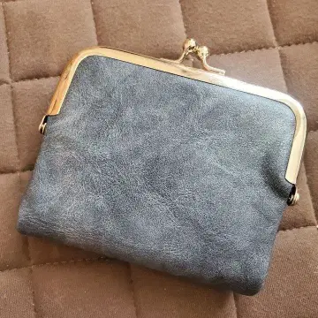 그레이 합성 피혁 가마구치 코인 케이스