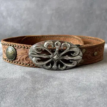 y2k 크로스 모티브 버클 가죽 벨트 아메카지