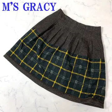 엠즈 그레이시 플레어 스커트 브라운 폴리에스테르 40 C4969