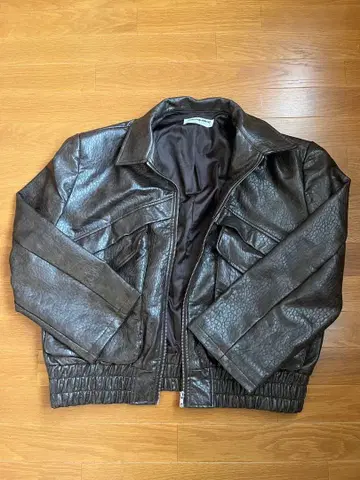 다크 브라운 가죽 더블 라이더 자켓