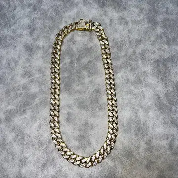 프롱 체인 블링블링 목걸이 골드 지르코니아