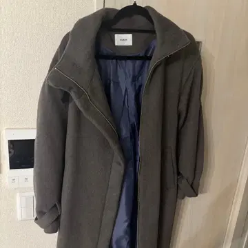 MURUA 그레이 롱 코트 허리 리본 포함