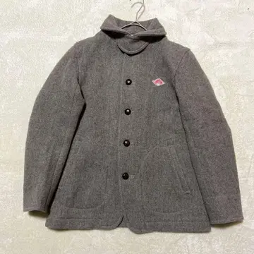 [ 새상품급 ] 단톤 그레이 브라운 울 모사 자켓 가죽 버튼