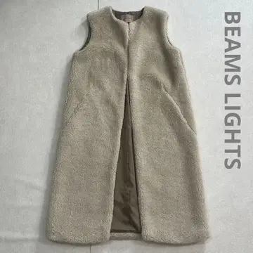BEAMS LIGHTS 인조 모피 롱 베스트 에코 퍼