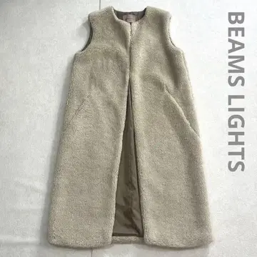 BEAMS LIGHTS 인조 모피 롱 베스트 에코 퍼