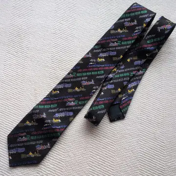 OVER-TEN TAYA 기차 패턴 기차 패턴 실크 100% 넥타이