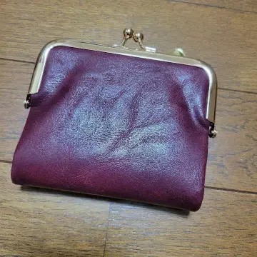 버건디 가죽 코인 케이스