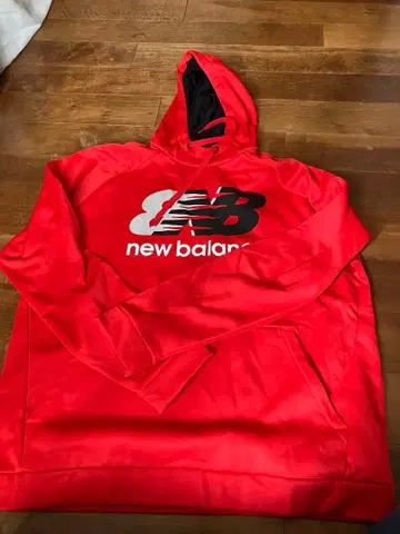 뉴발란스 new balance 후드 부착 맨투맨 레드 속기모 XL