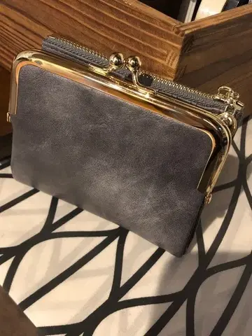 그레이 합성 피혁 코인 케이스