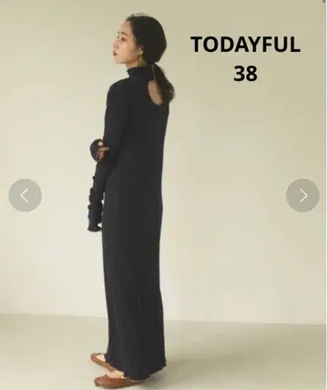 todayful 롱 원피스 리브 38 긴팔 네이비