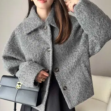 링 샤기 숏 코쿤 실루엣 자켓