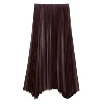 Mila Owen (밀라 오웬) 가죽 느낌 랜덤 헤임 플리츠 스커트