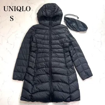 새상품 유니클로 울트라 라이트 다운 엑스트라 웜 후디드 코트 S 블랙