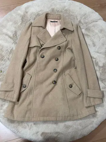 베이지 울 혼방 피코트