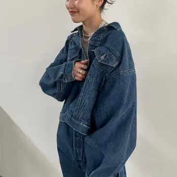 [택 포함 새상품] ETRETOKYO 볼륨 슬리브 데님 자켓 S 블루