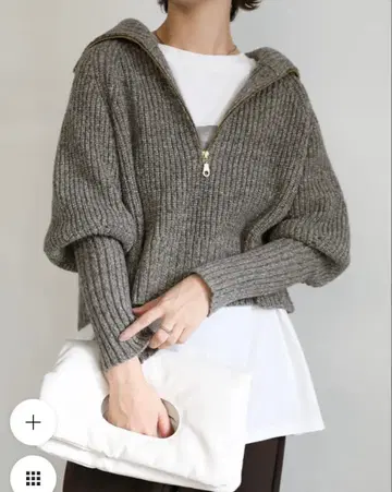 select moca 멜란지 하프 지퍼 라메 니트탑