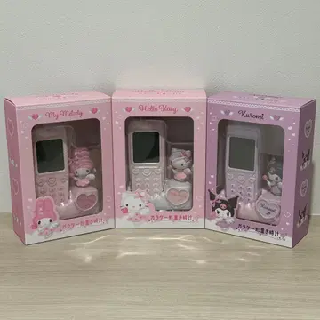 산리오 폴더폰 모양 탁상 시계 헬로키티 마이멜로디 쿠로미 3종 세트