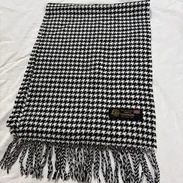 새상품급 캐시미어 100% 머플러 160cm 하운드투스 영국제 프린지