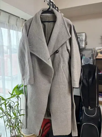 그레이 롱 코트 허리 벨트 포함