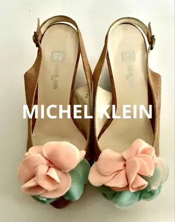 미사용 MICHEL KLEIN 꽃 모티브 베이지 샌들 23.0