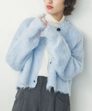 한치 hunch 샤기 기모 숏 가디건