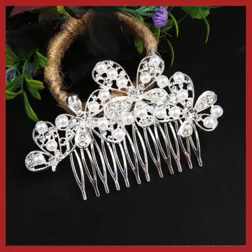 머리 장식 꽃 나비 펄 포멀 헤어 액세서리 헤어콤 결혼식 일본 의류