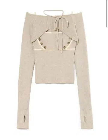 andmary Elf button knit tops beige