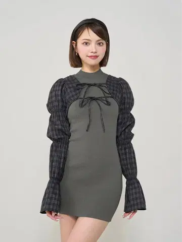 Darich 셔링 볼레로 미니 원피스 그레이