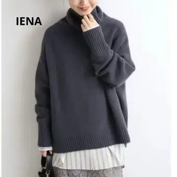 이에나 AQUA 하이넥 와이드 풀오버 캐시미어 울 터틀